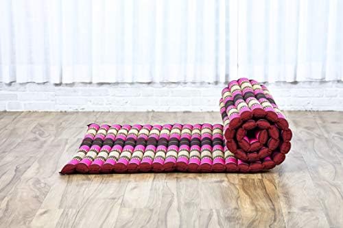 Leewadee - Kapok Roll Mat – Handcrafted Folding Sleep & Relaxation Mattress from Thailand, Ideal as Guest Bed, Camping Mat, Yoga Mat or Traditional Futon, 75 x 39 inches, Auburn Pink - Image 2