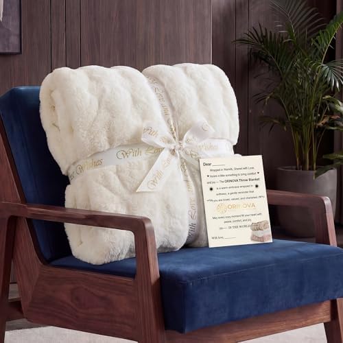 ORINOVA Light Beige Faux Fuzzy Fur Blanket Queen Size 90x90 Ultra Soft Thick Fluffy Blanket Queen for Bed Couch Cozy Furry Home Decor 1000 GSM - Image 4