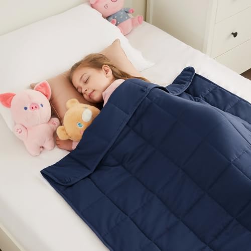 Weighted Blanket - 7 lbs Navy Blue Heavy Blanket - Small Size Breathable Lap Blanket(41"x60", 7 lbs) by HOSUKKO