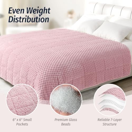 Fleece Weighted Blanket for Adults 60" x 80" 20lbs Fuzzy Blankets, Pink - Image 5