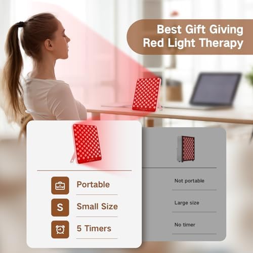 SUXIO Red Light Therapy Lamp - 165 LED Red Light Therapy Panel for Face & Body, Portable Deep 660nm - 850nm Near Infrared Light Therapy Device with Eye-Patch, Pink - Image 6