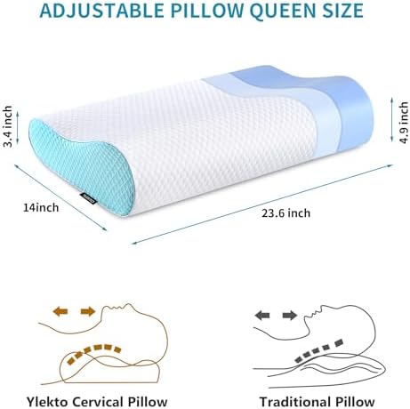 Memory Foam Pillows Neck Pillow Bed Pillow for Sleeping Ergonomic Cervical Contour Pillow for Side Back Stomach Sleeper for Neck and Shoulder Pain - Image 3