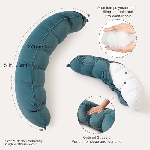 Peallow(Pat. Pend) – Long Round Body Pillow for Adults, Bolster Pillow for Sleeping, Soft and Supportive Pillow for Sleeping & Lumbar Support (Slate Blue,39") - Image 3