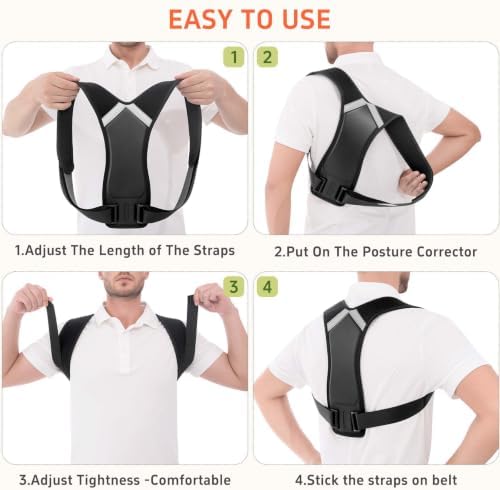 Posture Corrector for Women and Men, Adjustable Back Brace Shoulder Straightener, Upper Back Support Brace for Neck Shoulder Back Pain Relief, Breathable Posture Corrector for Daily Wear Black, S/M - Image 4