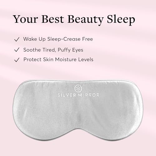 100% Silk Sleep Mask in Silver, Light Blocking Eye Mask with Mulberry Silk - Image 2
