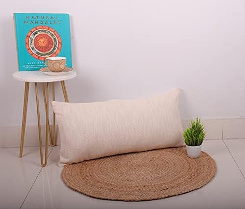 Trade Star Decorative Cotton Throw Pillow Cover 12x24 Pillow Cover Oblong Pillow Cases Solid Handloomed Pillow Covers Authentic Indian Ethnic Shams for Bed Decor (Ivory Solid) - Image 5