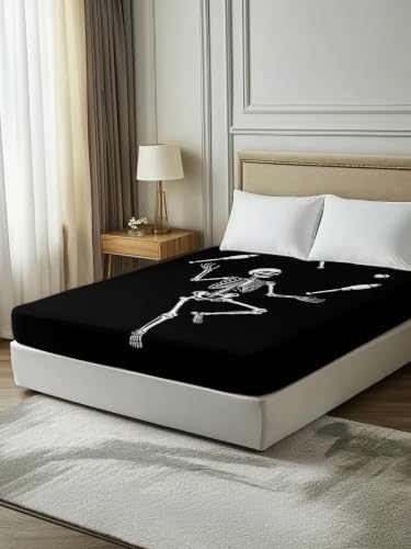 Halloween Twin Flat Sheet Juggling Skeleton Flat Sheets Only Soft Bedding Top Sheets Luxury Hotel Quality Circus Theme Funny Skull Bones Twin Bed Sheet for All Season Bedroom Dorm Halloween Decor - Image 7