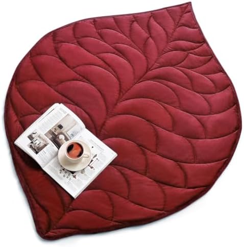 Weighted Lap Blanket for Adults, 7 lbs 41" x 53", Leaf Pattern, Burgundy by Kaisa