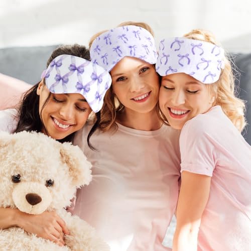 Cuffbow 6 Pack Fuzzy Sleep Masks Plush Eye Mask,Bow,Purple - Image 6