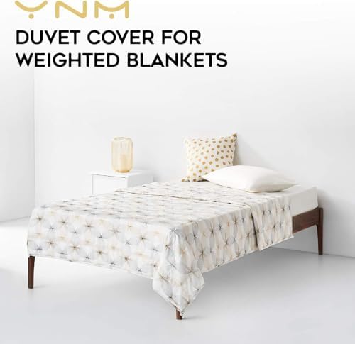 YnM Original Cooling Duvet Cover for Weighted Blankets with 8 Strings (Khaki Flower, 80"x87") - Image 2
