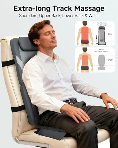 Snailax Back Massager for Full Back Pain Relief Deep Tissue, Long Track Dual 3D Shiatsu Rollers 3 Height Settings Foldable Massage Chair Pad with Heat, Vibration Heated Seat Cushion, Gifts for Mom Dad - Image 3