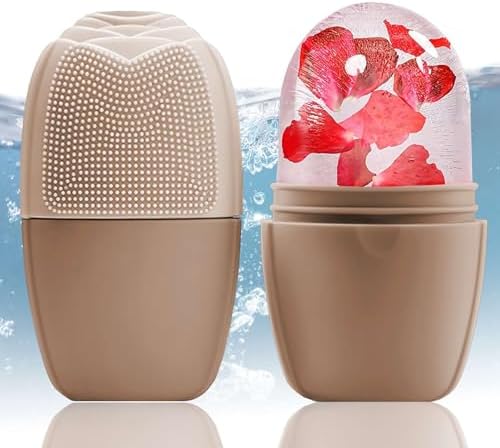 XHJRI Ice Face Roller Massager,Ice Cube Roller for Face, Eyes and Neck Naturally Conditioning and Skin Care,De-Puff Eye Bags,Reduce Migraine Pain,Reusable Massage Silicone Ice Mold (New Coffee) by XHJRIBringyourbabybestlif