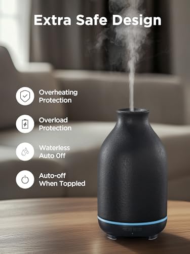 InnoGear 150ml Ceramic Essential Oil Diffuser, Diffusers for Home, Black - Image 3