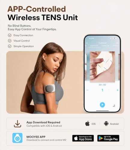Wireless TENS Unit Muscle Stimulator, App-Controlled Deep Tissue Muscle Stimulator with 18 Massage-Inspired Modes for Pain Relief, Soreness, Back, Shoulders, Arms & Legs - Image 2