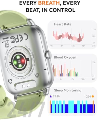 Smart Watches for Men Women, Fitness Tracker with Activity Counter/Sleep Monitor, IP68 Waterproof Smart Watch for Android iPhone iOS Compatible (Meadow Green, 1.83) - Image 4