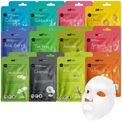 Celavi Korean Face Mask Sheet Set, Facial Spa Masks, 24 Pack by C%C3%A9lavi
