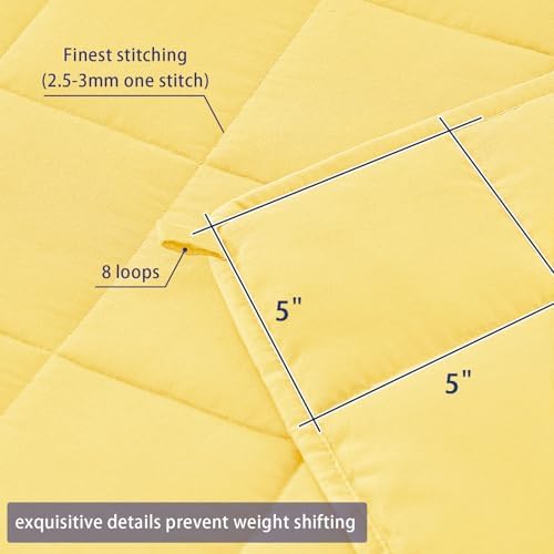 yescool Weighted Blanket for Adults (15 lbs, 48" x 72", Yellow) Cooling Heavy Blanket for Sleeping Perfect for 160-180 lbs, Twin Size Breathable Blanket with Premium Glass Bead, Machine Washable - Image 4