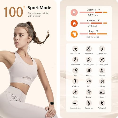 Smart Watch for Women with Alexa Built-in, 1.83" HD Touchscreen Fitness Tracker with Bluetooth Calls, Heart Rate/Sleep Monitor, 120+ Sports Fitness Watch, IP68 Waterproof Smartwatch for Android iOS - Image 5