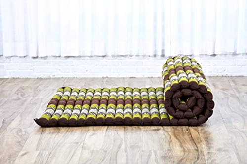 Leewadee - Kapok Roll Mat – Handcrafted Folding Sleep & Relaxation Mattress from Thailand, Ideal as Guest Bed, Camping Mat, Yoga Mat or Traditional Futon, 75 x 39 inches, Brown Green - Image 2