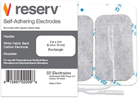 reserv 2" x 4" Rectangle Premium Re-Usable Self Adhesive Electrode Pads for TENS/EMS Unit, Fabric Backed Pads with Premium Gel (Latex Free)(80 Electrodes) by Reserv