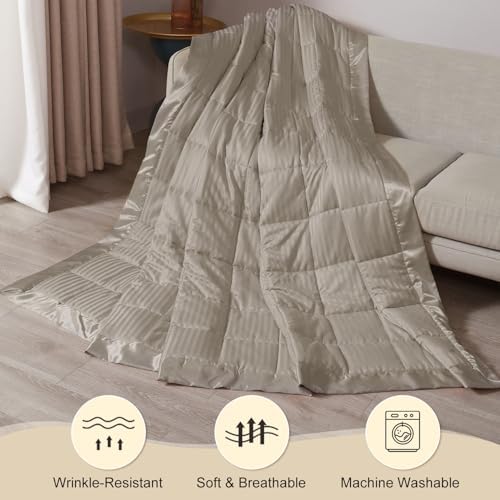 downluxe Weighted Blanket King Size, 18 lb Weighted Blanket with Glass Beads for All Season, Machine Washable Heavy Blanket (Sand, 108 X 90 Inch) - Image 6