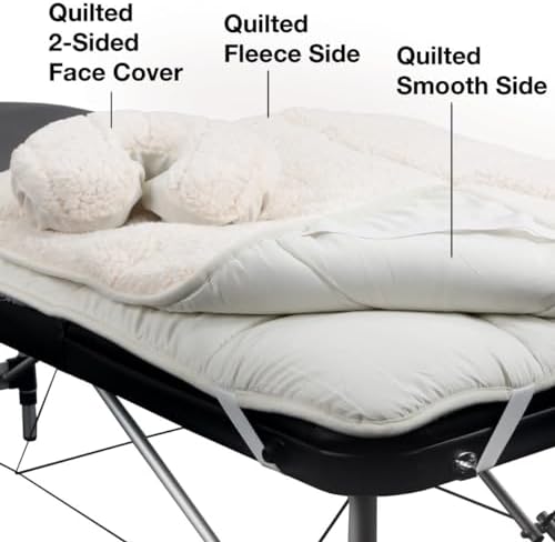 ForPro Premium Quilted Fleece Table Pad Set, Natural, Extra Soft, Hypoallergenic, for Massage Tables, Includes Massage Table Pad and Face Rest Cover - Image 4