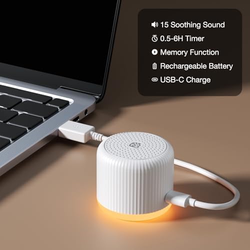 LEICEX Portable Sound Machine,Travel Sound Machine with Light,15 Non-Looping Sound Timer and Memory Play, Mini White Noise Machine for Sleeping Office Privacy Travel Gift - Image 7