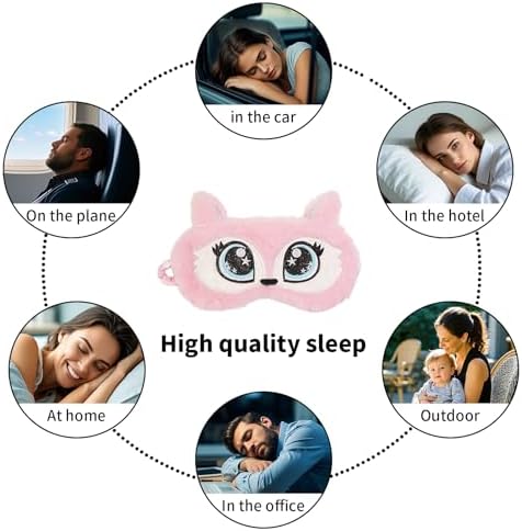 PERFECTSIGHT Sleep Eye Masks, Cute Plush Sleep Eye Cover Lightweight Adjustable Eyeshade Faux Fur Mask Cover for Women Men Sleep Travel Nap, Fox - Image 6