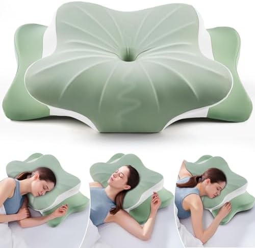 DONAMA Cervical Pillow for Neck and Shoulder Pain Relief, Cooling Contour Memory Foam Pillow, Dual-Height Ergonomic Neck Support Pillow for Side Back Stomach Sleepers with Removable Pillowcase by DONAMA