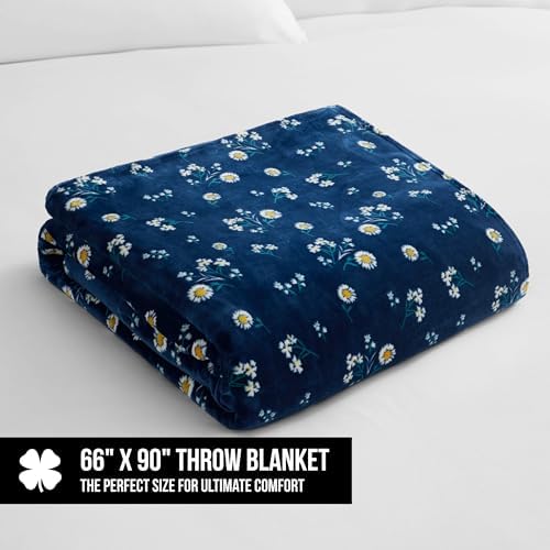 Lucky Brand Daisy Navy Blue Floral 66"X90" Cozy Plush Blanket - Premium Microfiber Throw for Luxurious Comfort and Style Twin/Twin XL Size - Image 2