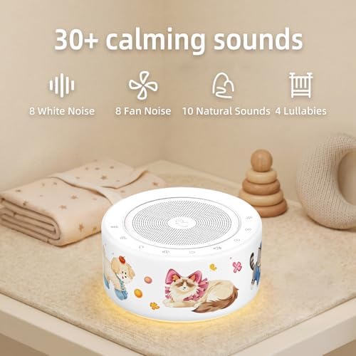 Kipcush White Noise Machine for Baby & Adults, Sleep Sound Machine with 30 Soothing Sounds, 8-Color Night Light, Memory Function, White Noise for Sleeping, Nursery, Office, Travel, Relaxation - Image 3