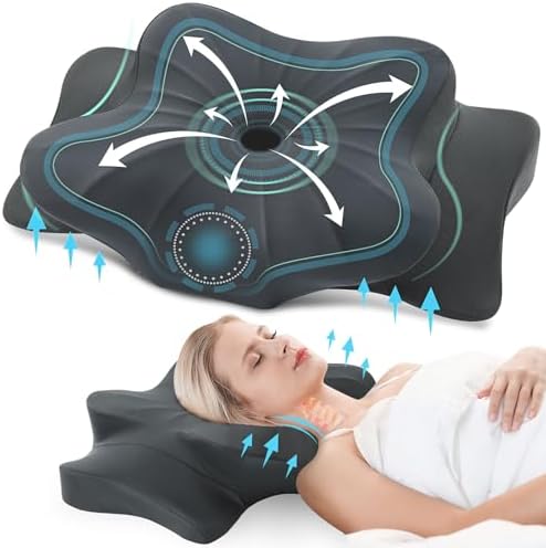 DONAMA Cervical Pillow for Neck and Shoulder Pain Relief, Cooling Contour Memory Foam Pillow, Dual-Height Ergonomic Neck Support Pillow for Side Back Stomach Sleepers with Removable Pillowcase by DONAMA