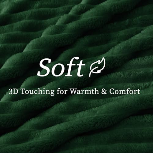 BEDELITE Ribbed Full Size Blanket for Bed, Forest Green, 84"x90" - Image 4