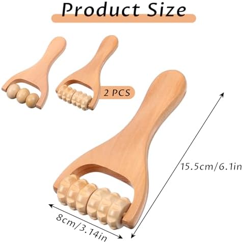 Telooco 2Pcs Wooden Massage Roller, Handheld Wood Massage Tools - Image 2