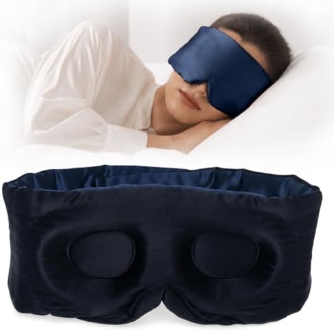 SilkSilky 22 Momme Mulberry Silk Sleep Mask for Side Sleepers, Dark Blue by SilkSilky