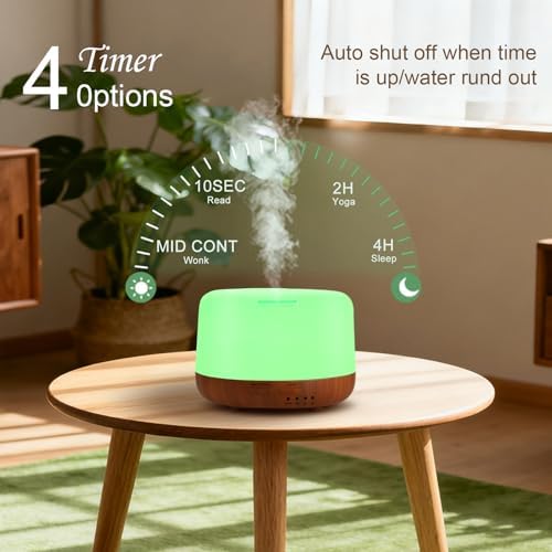 Marchred 300ML Essential Oil Diffuser for Home, Aromatherapy Diffuser with Remote Control, 7-Color LED Light and 4 Timers, Quiet Auto-Off, Easy to Use for Bedroom Office - Image 4