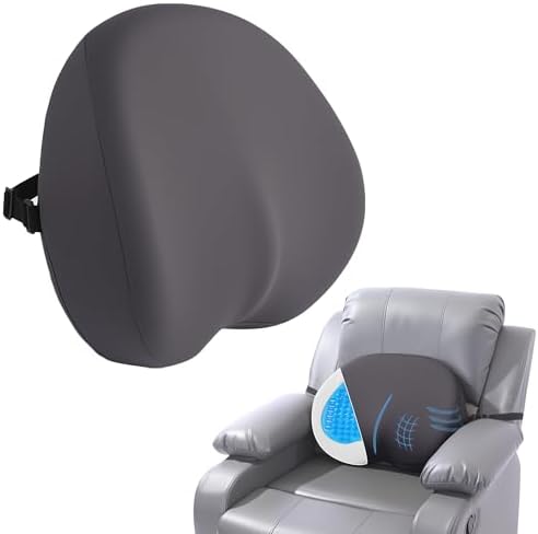 ROYALAY Ergonomic Recliner Lumbar Support Pillow for Elderly, Gel Memory Foam Back Support Cushion with Cooling Washable Cover, Lumbar Pillow for Lower Back Pain Relief Office Chair by ROYALAY