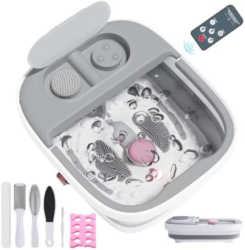 Collapsible Foot Spa Bath Massager with Heat/Remote(Light Grey) by Aqvesane