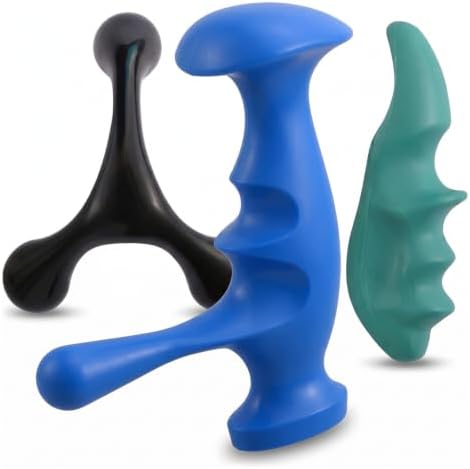 Manual Trigger Point Massage Tool Set, 3 Pack Deep Tissue Massage Tools With Thumb Saver & 3-Legged Massage Knobs, Handheld Pressure Point Massager For Neck, Back, Shoulders, Legs, Feet & Full Body by Unknown