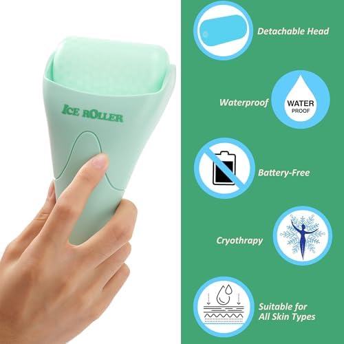 2 Pack Ice Roller for Face and Body Massage, Facial Roller Skin Care Tool for Reduce Wrinkles and Puffiness, Migraine Pain Relief and Skin Tighten, Cold Therapy for Cooling and Calming.(Pink+Green) - Image 4