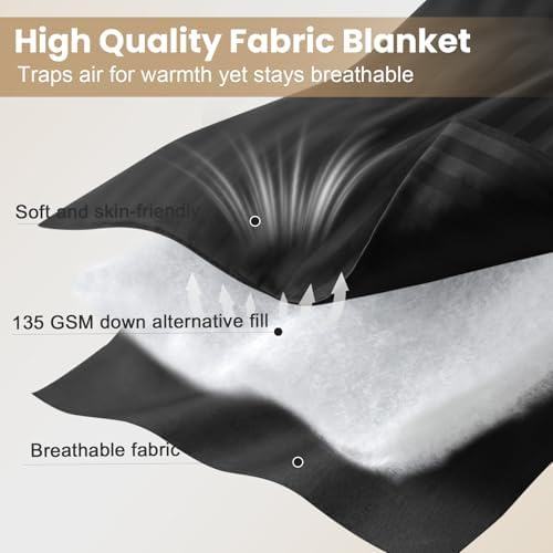 downluxe King Size Blanket with Satin Trim, Lightweight Down Alternative King Blanket for All Season, Machine Washable (Black, 108 x 90 Inch) - Image 4