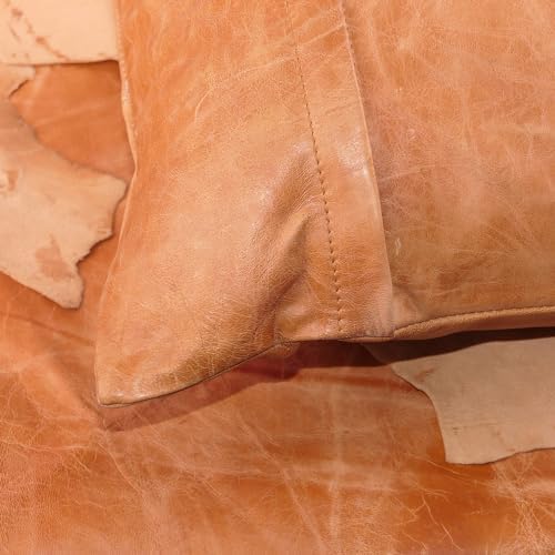 Leather Lovers 100% Lambskin Leather Pillow Cover - Sofa Cushion Case - Decorative Throw Covers for Living Room & Bedroom - Mango Tan Antique Pack of 2-14X22 Inch - Image 5