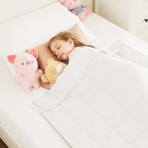 Weighted Blanket - 10 lbs White Heavy Blanket - Small Size Breathable Lap Blanket(41"x60", 10 lbs) by HOSUKKO