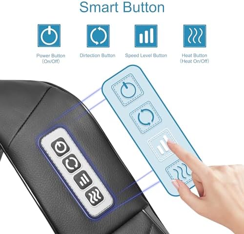 UFFAE Shiatsu Neck and Back Massager with Heat, Electric Deep Tissue Kneading Neck and Shoulder Massage, Best Gifts for Women Men Mom Dad Mothers Fathers Day Birthday Gift, Black (NOT Cordless) - Image 3