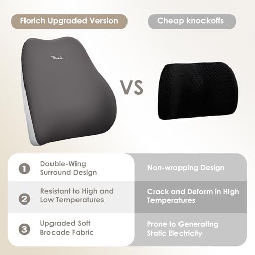 FLORICH Large Car Seat Cushion and Lumbar Support Pillow, Ergonomic Memory Foam Driving Seat Cushion for Back & Sciatica Pain Relief, Non-Slip Washable Seat Cushion for Car, Driver, Office-Gray - Image 5