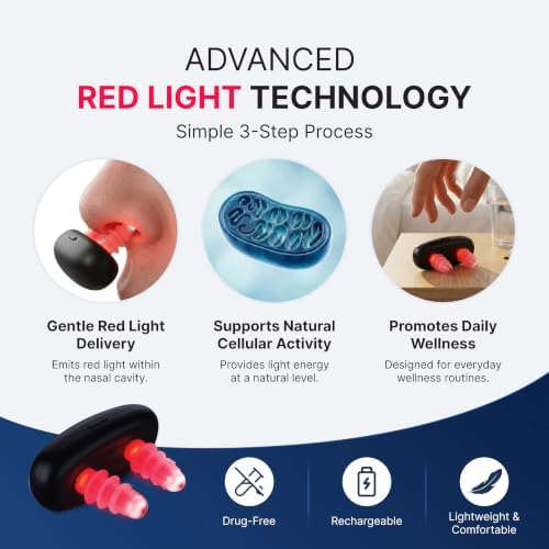 Red Light Therapy for Nose: LED Nasal Wellness Device - Red Light Nose Care Tool with 3 Light Modes, USB Rechargeable Portable Design, Daily Nasal Comfort Support with Auto Shut-Off (Black) - Image 2