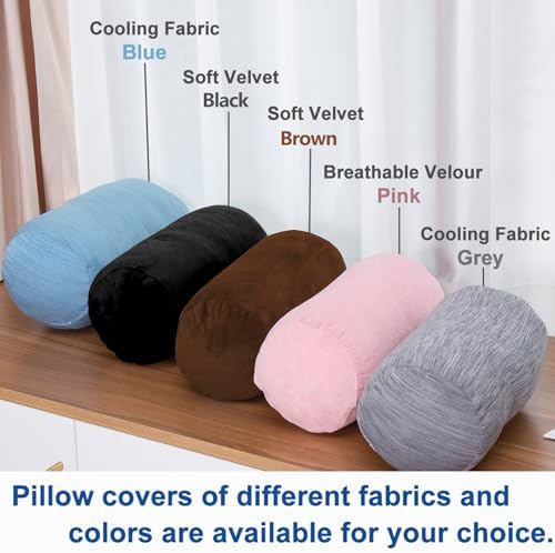 1 MIDDLE ONE Round Cylinder Bolster Pillow with Removable Velvet Cover, Tube Roll Cervical Pillow for Head, Neck, Back and Legs Support, 13" x 6", Brown - Image 5