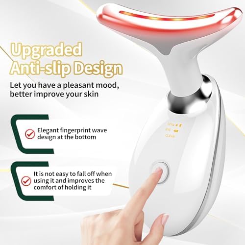 Face Light Therapy Device, Based on Triple Action LED, Thermal, and Vibration Technologies, Face and Neck Beauty Device with 7 Color LED for Home Use, Improve Skin(Glossy White) - Image 6