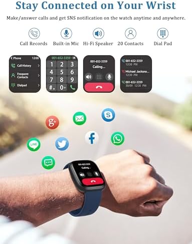 LODIMEKE Smart Watch, Alexa Built-in, Answer/Make Calls 44mm Smartwatch Women Men, 1.83" Sports Watch IP68 Waterproof, Heart Rate SpO2 Sleep Stress Monitor, Step Counter Watch for Android & iOS Phone - Image 4