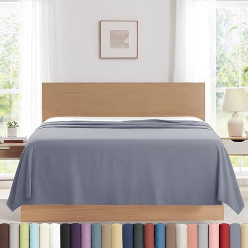 Microfiber King Flat Sheet Only Oversized King Size Top Sheet Slate Blue by SouthshoreFineLivingInc